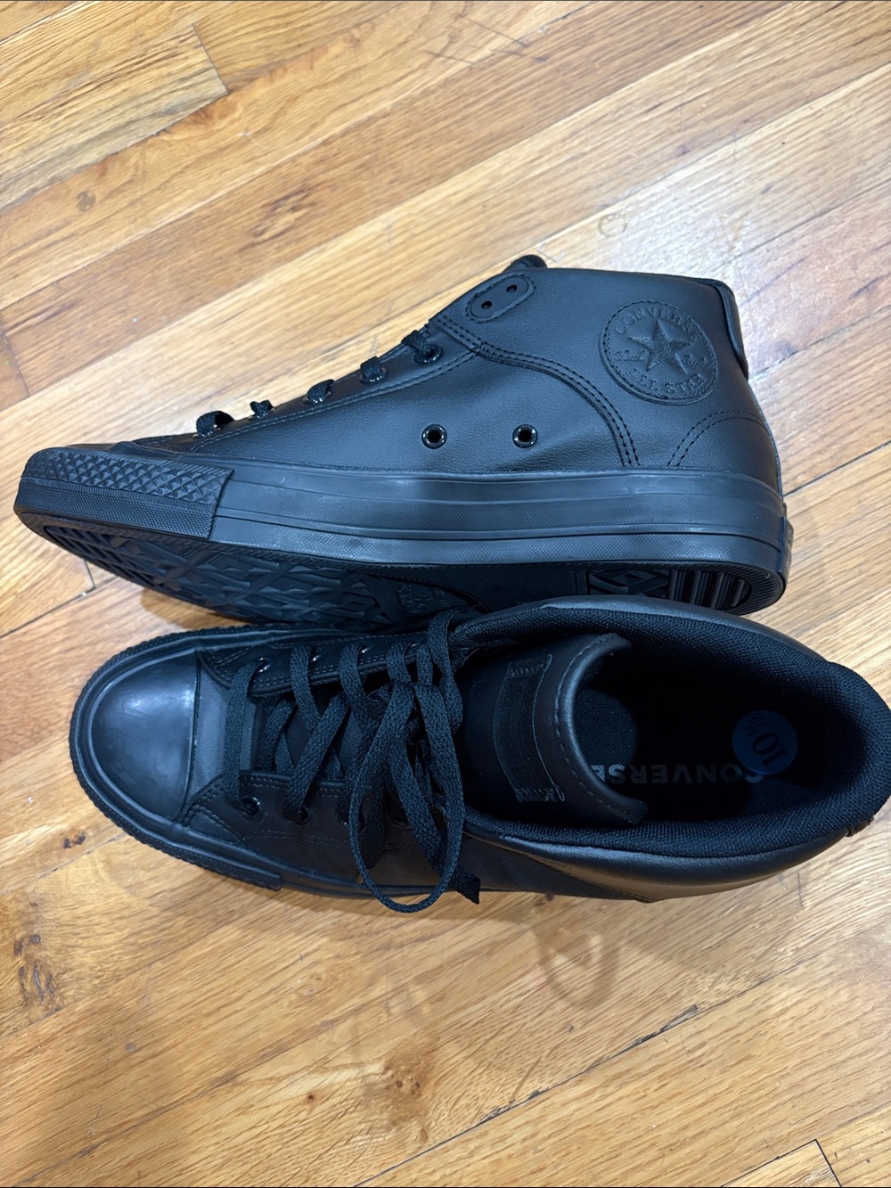 Converse Black Faux Leather chuck Taylor High-Top Sneakers size 10.5 new no box